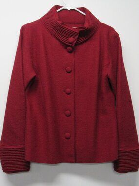 Beyond Treads Alpaca & Wool Sweater Jacket Deep Red L Cardigan Chic Quiet Luxury
